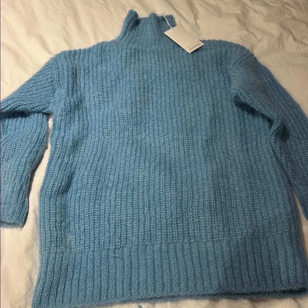 Cos Blue Mohair Wool Turtleneck Sweater